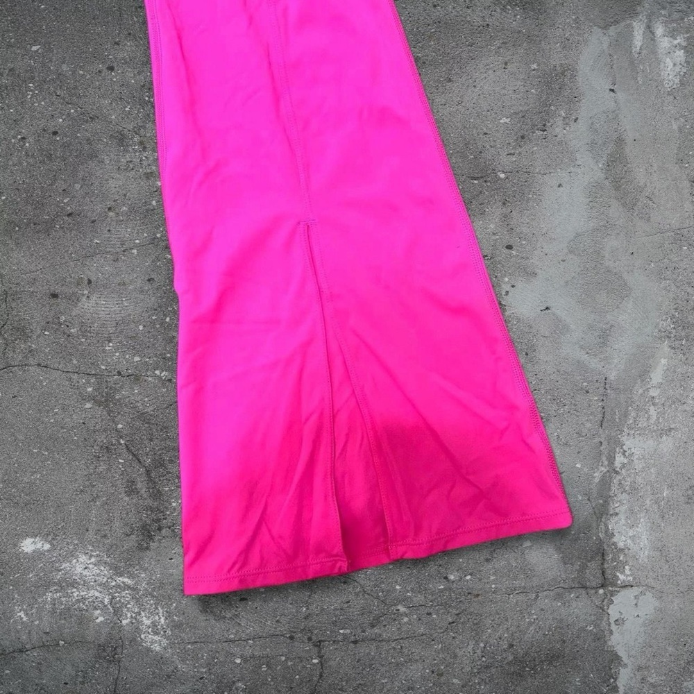 pink flare leggings barbiecore yoga pilates y2k dollette coquette slit - Picture 2 of 6